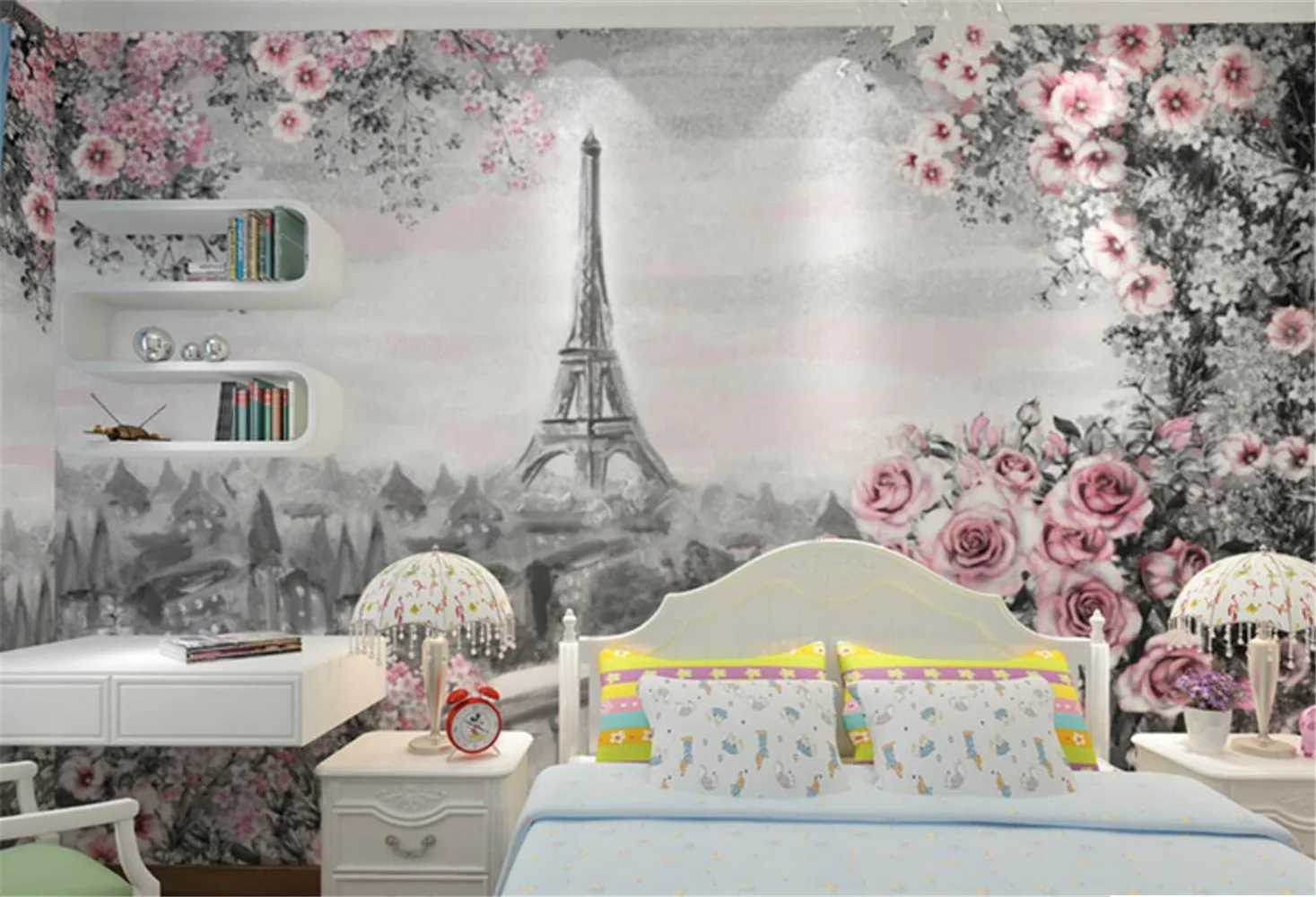 Custom 3d Wallpaper Mural Simple Pastoral Eiffel Iron Background Wall papel de parede papel tapiz autoadhesivo