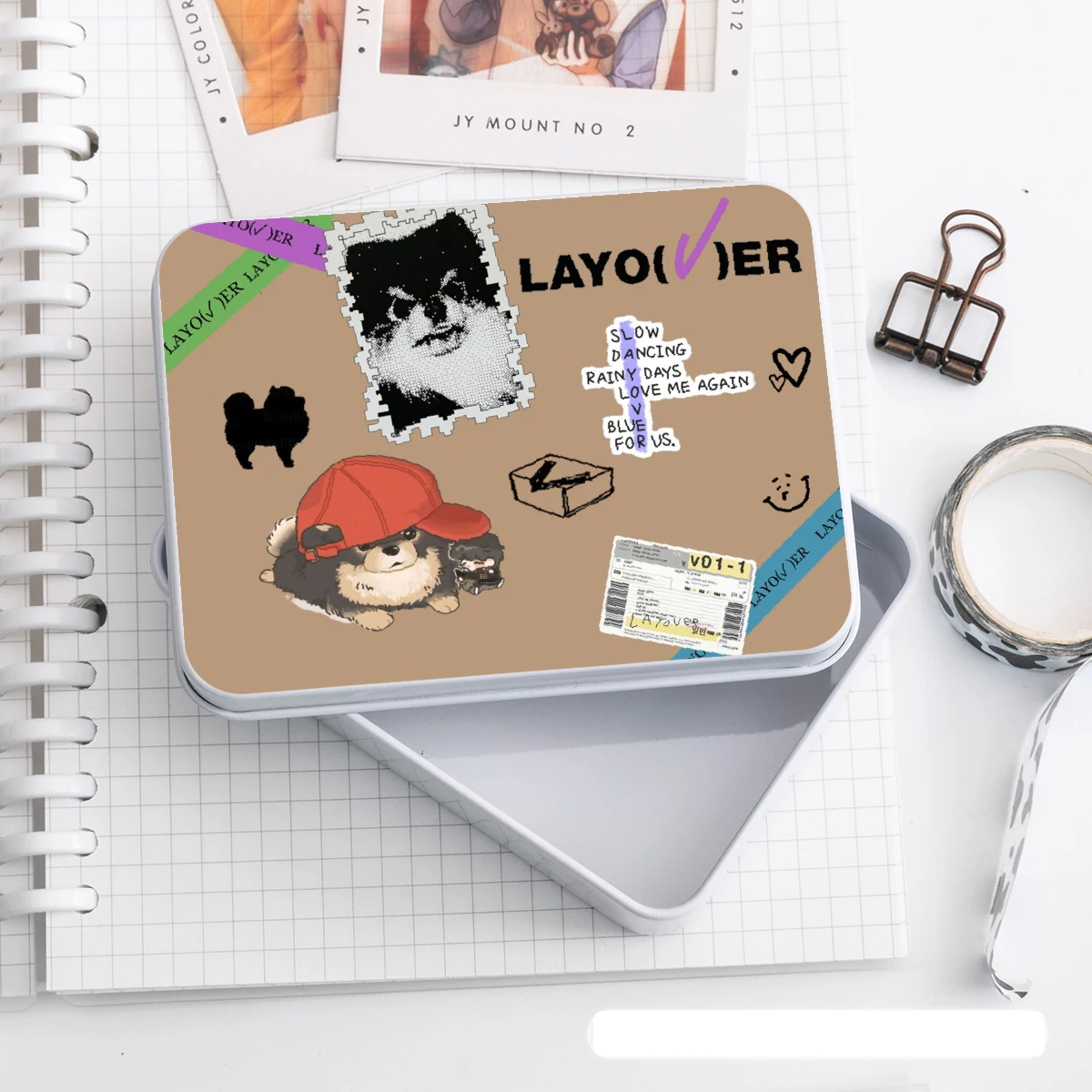 Kpop Коробка для хранения фотокарт JIMIN MUSE Альбом LAYOVER V JIN HAPPY Lomo Card Жестяной футляр