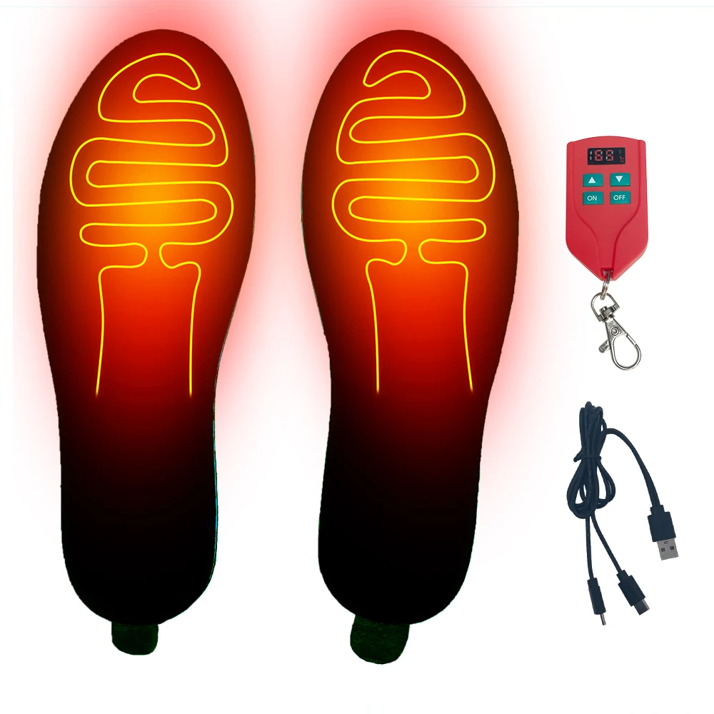 

Стельки с подогревом и дистанционным управлением, уличные спортивные стельки с подогревом для ног, мАч, зарядка через USB, зимние лыжные, кемпинговые стельки с подогревом