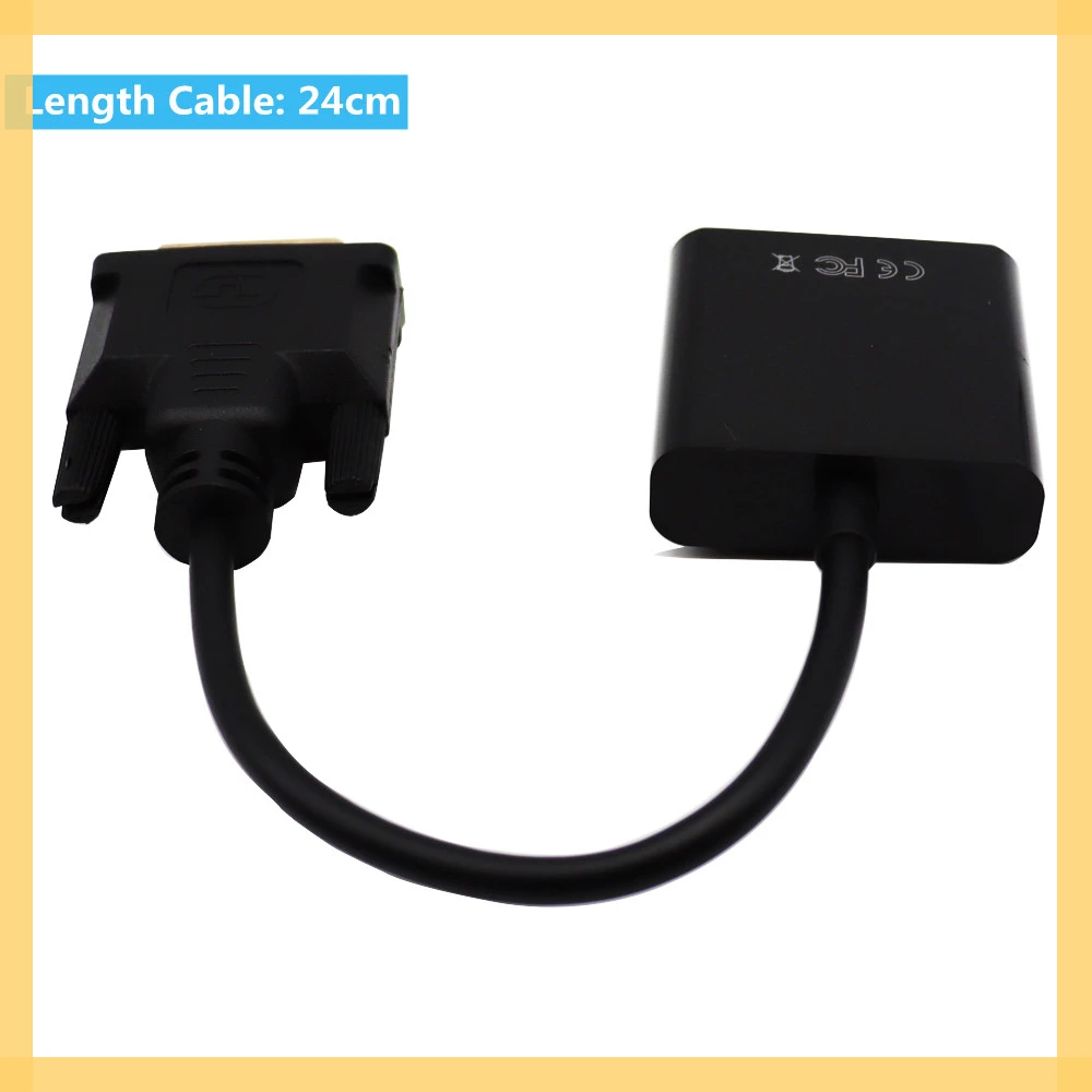 

2022New HD 1080P DVI-D DVI To VGA Adapter Video Cable Converter 24+1 25Pin to 15Pin Cable Converter for PC Computer Monitor