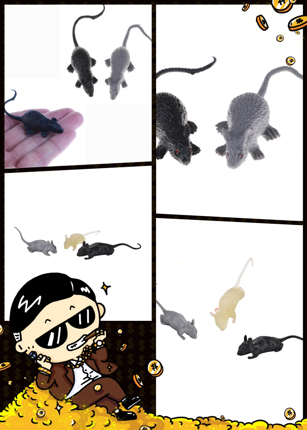 

Gift Halloween Decor Tricks Party Plastic Rats Mouse Model Trick Toys Pranks Props Practical Gag-Funny Joke Tricky Toy
