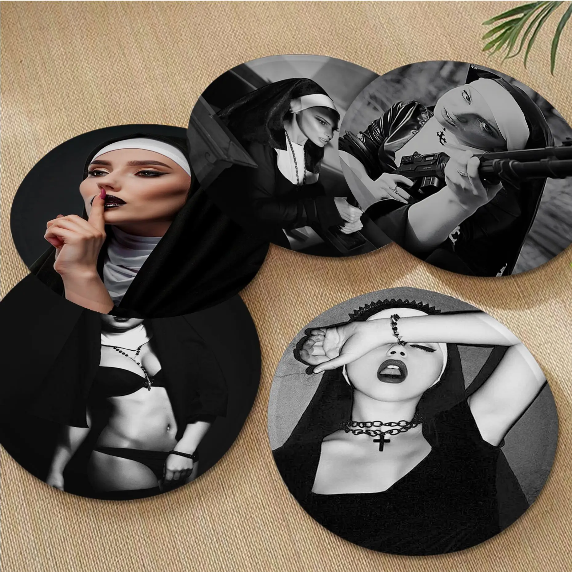 

Rebellious Nuns Square Sofa Mat Dining Room Table Chair Cushions Unisex Fashion Anti-slip Chair Cushions