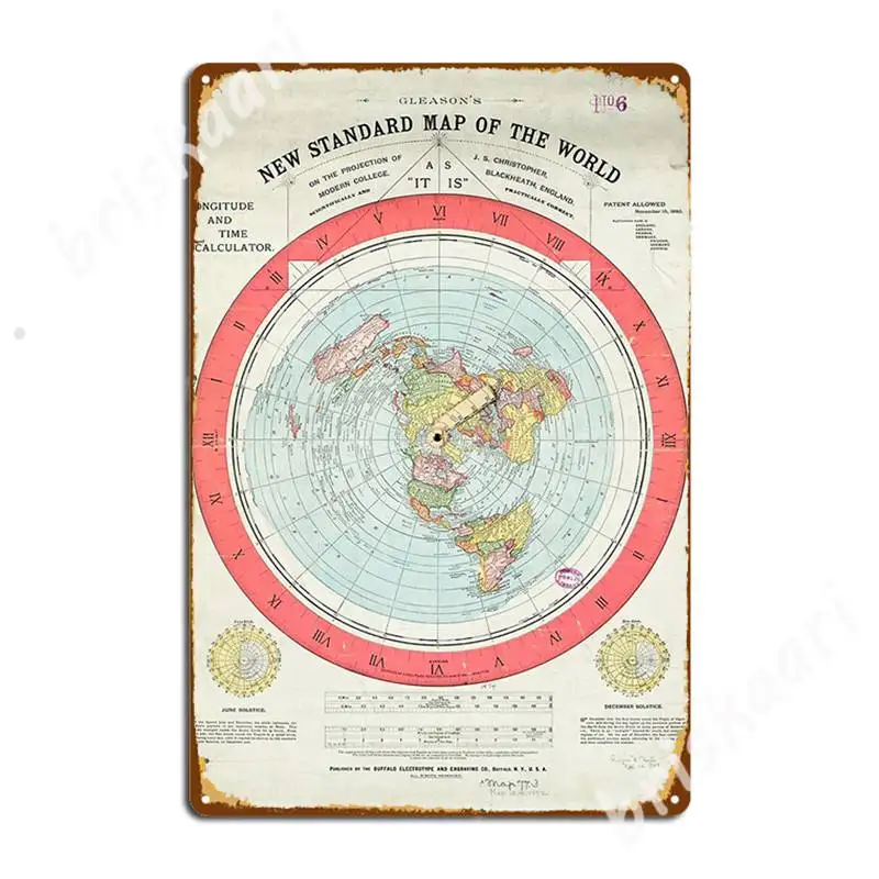 

Плоская карта земли-Глисона, металлические знаки, настенная роспись, таблички для вечерние, ретро жестяной знак постеры