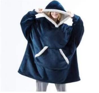 

HMSU Winter Oversized Blanket with Sleeves Oversized Hoodie Fleece Warm Hoodies Sweatshirts Giant TV Blanket Women Hoody Robe