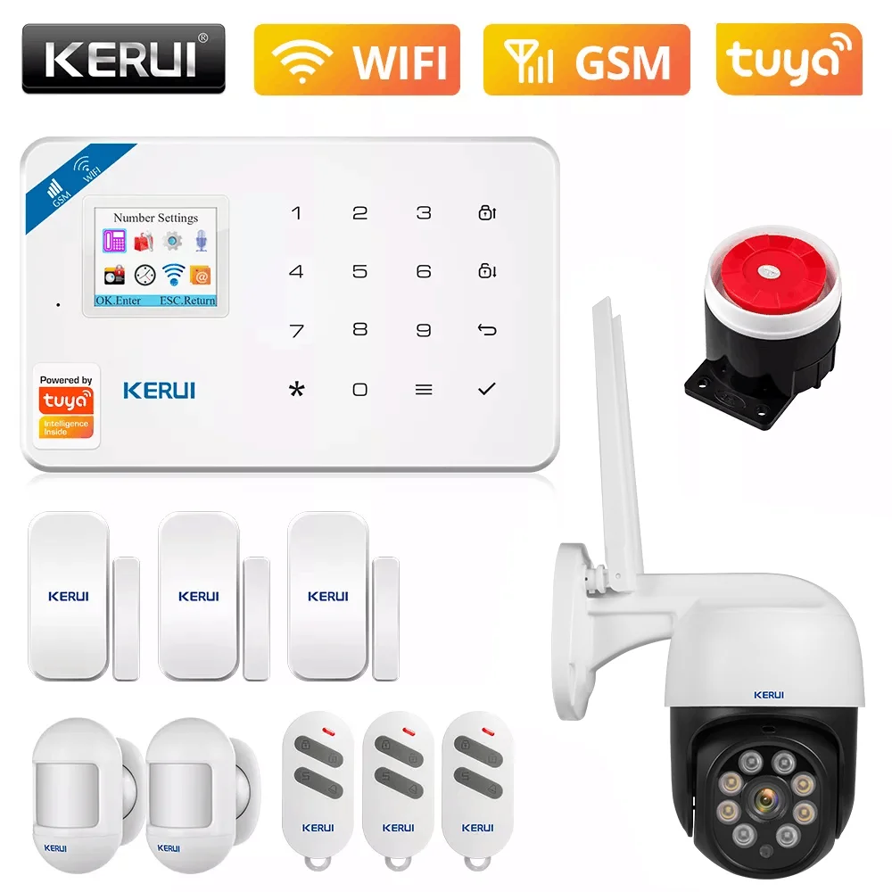 

KERUI W181 Tuya APP Control умная беспроводная WiFi GSM сигнализация домашняя система охранной сигнализации с низким уровнем заряда батареи функция напом...