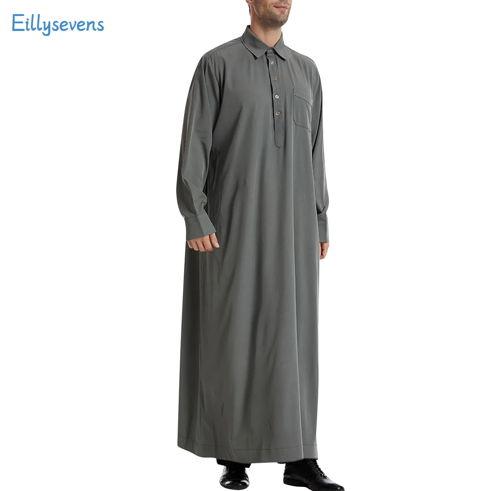 Мужская Повседневная рубашка с длинным рукавом однотонное свободное платье