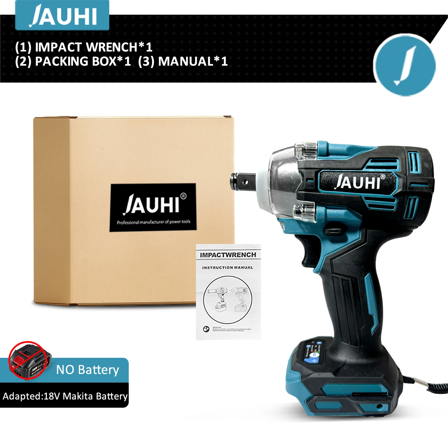 

Аккумуляторный ударный гайковерт JAUHI 520N.M для аккумулятора Makita 18В