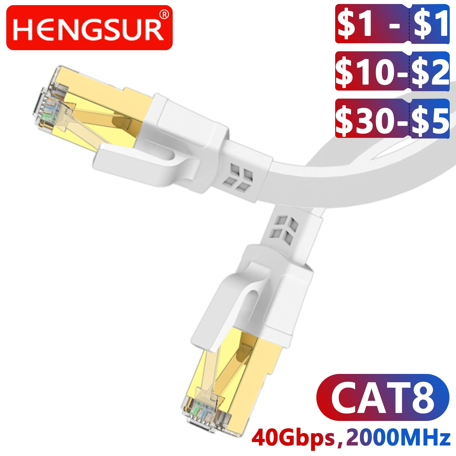 Cabo ethernet cat8 40gbps 2000mhz, cabo lan rj45 de alta velocidade plano e redondo para jogos ps5 roteador servidor de tv inteligente cabo de remendo cat8