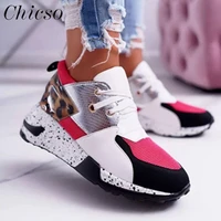 womens trendy sneakers 2022 spring new mix color ladies comfy lace up casual vulcanized shoes outdoor running sport shoes