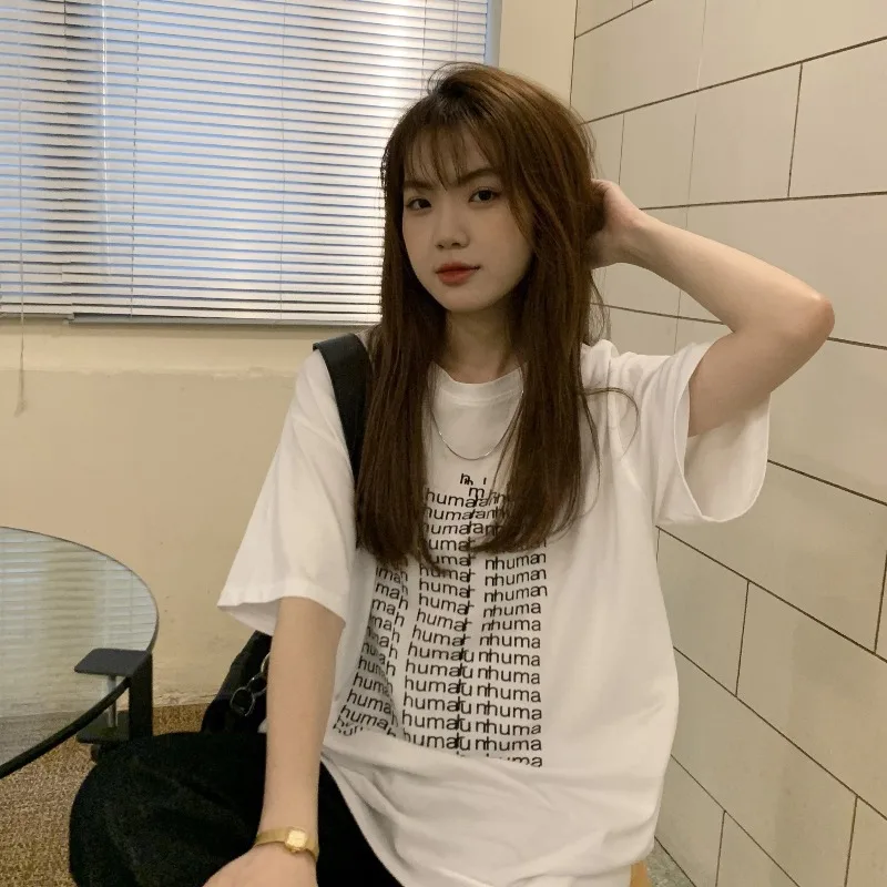 

Summer 2022 New Harajuku Style Design Letter Large Version Loose Short-sleeved T-shirt Women