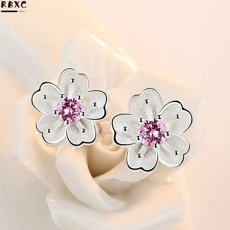 

S925 Sterling Silver Women's Earrings 2022 New Fashion Cherry Blossom Simple Anti Allergy Small Fresh and Versatile Earrings