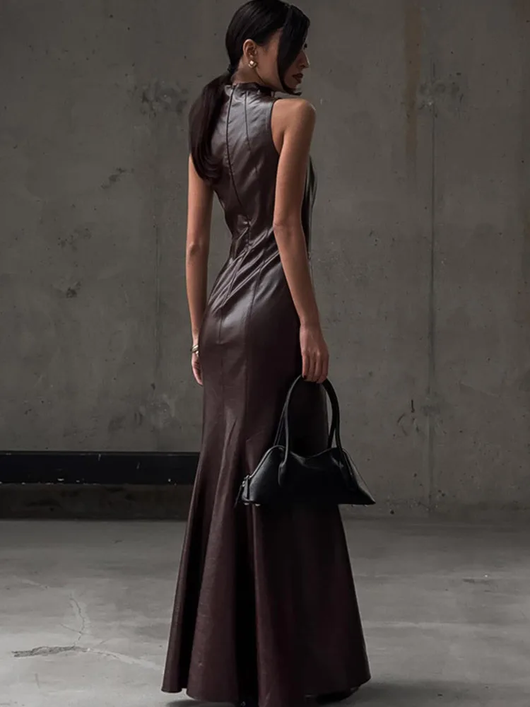 LGRQ 2024 новинка осени и зимы модный женский пуловер из искусственной кожи тонкое