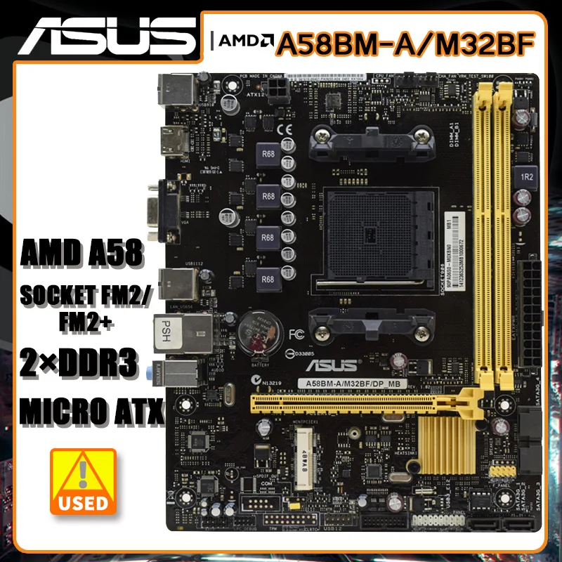 ASUS A58BM-A/M32BF/DP_MB  integrated Motherboards Socket FM2/FM2+  DDR3 Memory AMD A55  MicroATX Placa-mãe