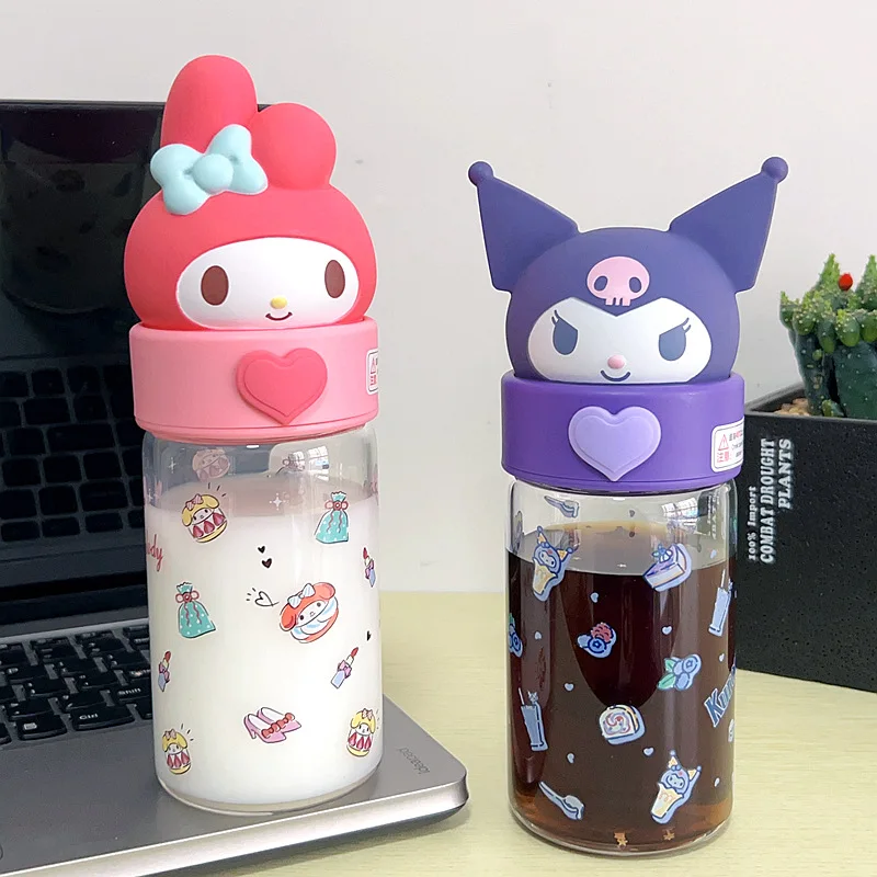 

Sanrio My Melody Kuromi Cinnamoroll PomPomPurin стакан для воды 360 мл кавайная стеклянная чашка Спортивная бутылка для воды для детей мальчиков девочек подарок