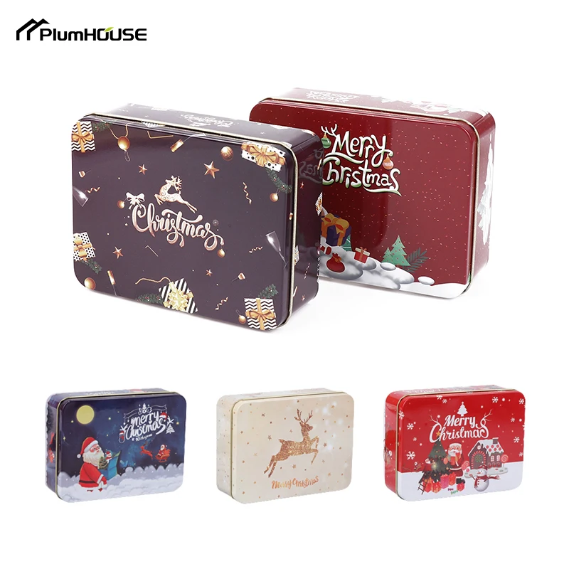 Empty Cookie Tin Candy Tin With Handle For Christmas Goodie Bag Party Treat Bag Christmas Gift Box