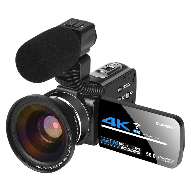 

Wide Angle Lens 4K Video Camera Live Streaming For Youtube Vlogging Night Vision 56MP UHD Camcorder Photography Digital Recorder
