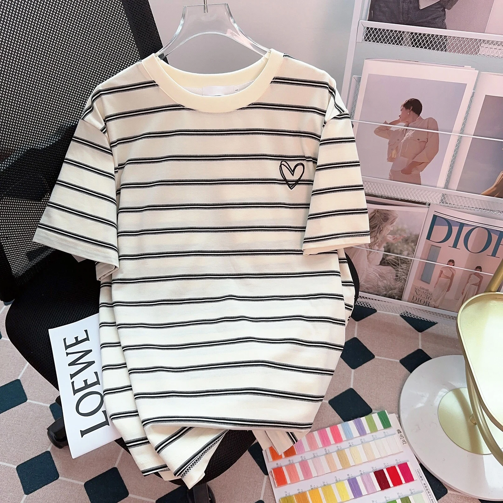 

Женская хлопковая футболка с коротким рукавом и круглым вырезом, большого размера