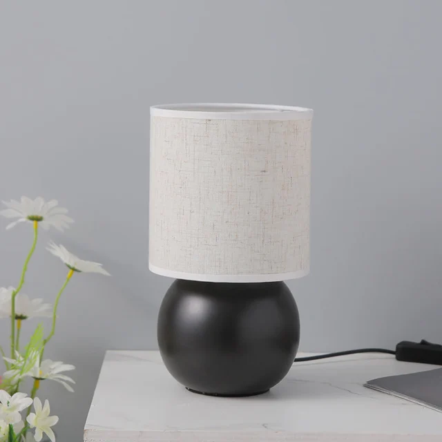 Fabric Shade LED Table Lamp Bedroom Bedside  Fimmable Lamp Living Room Modern Desk Study Night Light Home Decor Ceramic Light 4