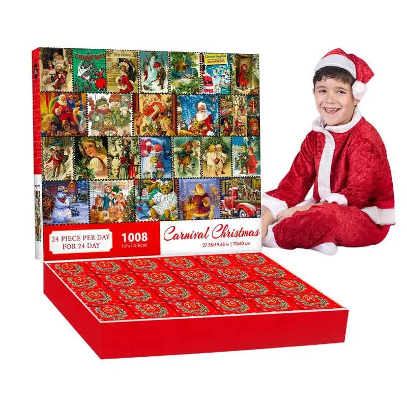 

Календарь для детей, пазл с обратным отсчетом на Рождество, 24 дня