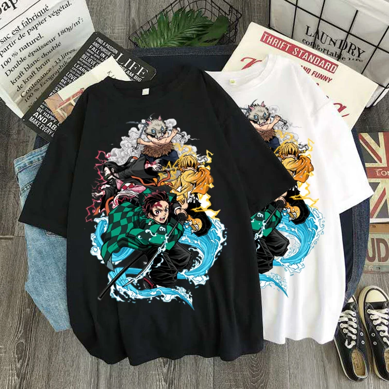 

Japanese Anime Demon Slayer T Shirt Women Kawaii Kimetsu No Yaiba Graphic Tees Shirt Unisex Short Sleeve Tops Woman Tshirts