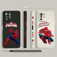 marvel spider man cool for xiaomi redmi note 11 11s 10 10s 9 9s 9t 8 8t 7 5 pro 4g 5g liquid left rope phone case cover coque