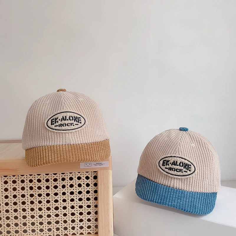 

Autumn Baby Corduroy Hat Color Matching Short-brimmed Peaked Cap Casual Baseball Cap Boys and Girls Winter Hip-hop Style