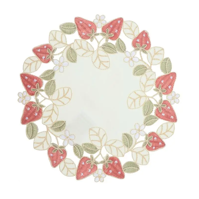 

1pc Strawberry Crocheted Coasters Lovely Table Mats Decorative Classy Cup Mat