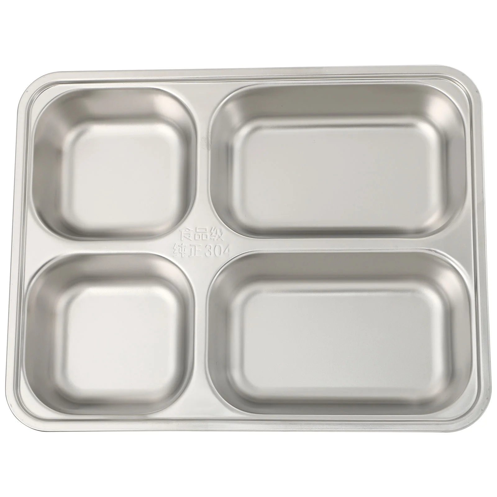 

Stainless Steel Plates Camping Cutlery Divided Dishes Sectional Serving Tray Rectangle Lunch Boxes 3 Compartment Food