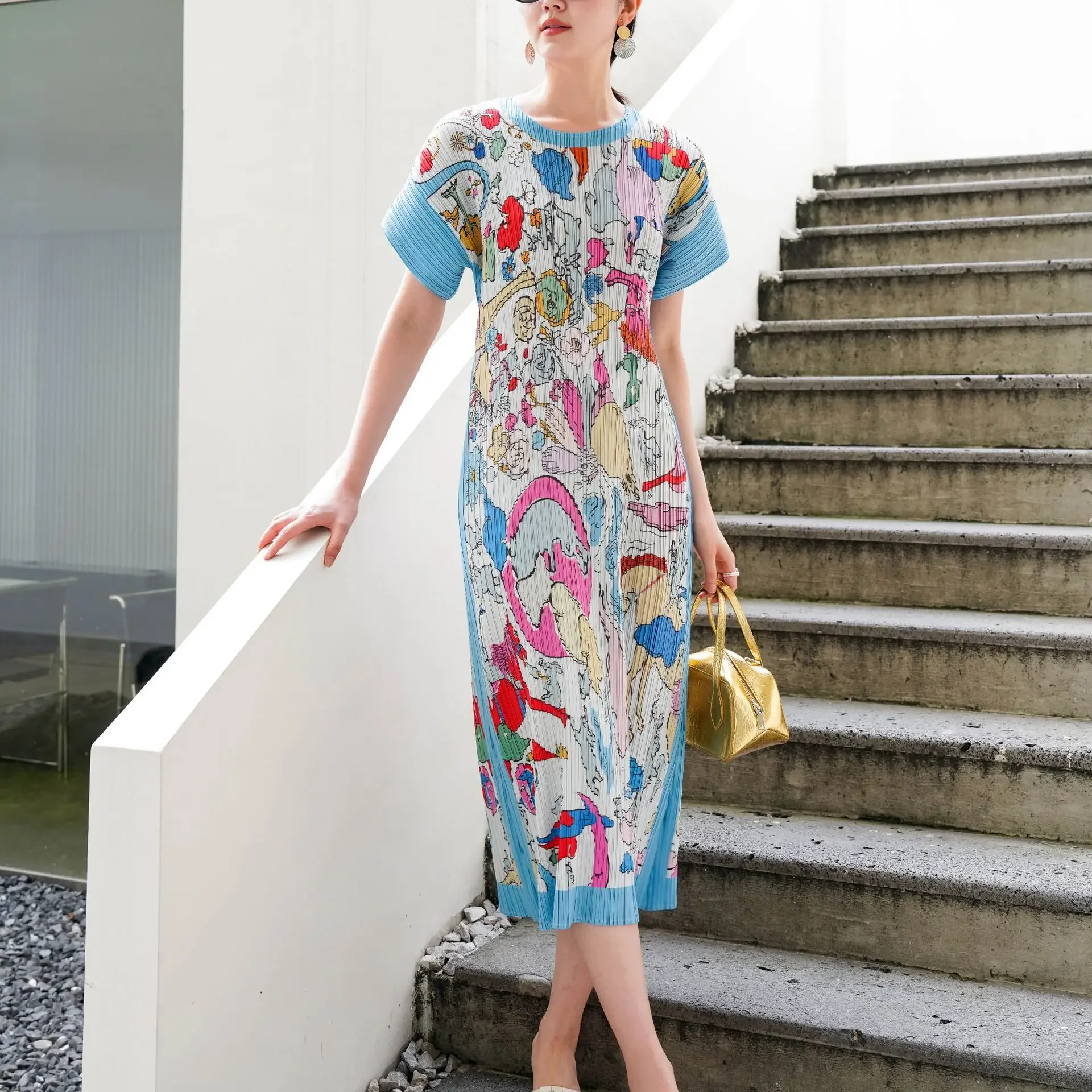 ALSEY модное качество новинка лета 2025 плиссированные женские платья Miyake тонкие с