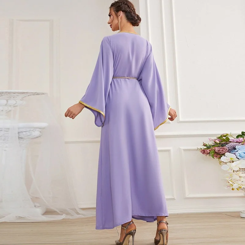Ramadan Eid Satin Abaya Dubai Turkey Islam Muslim Long Arabic Dress Abayas for Women Caftan Marocain De Soiree Femme Musulmane