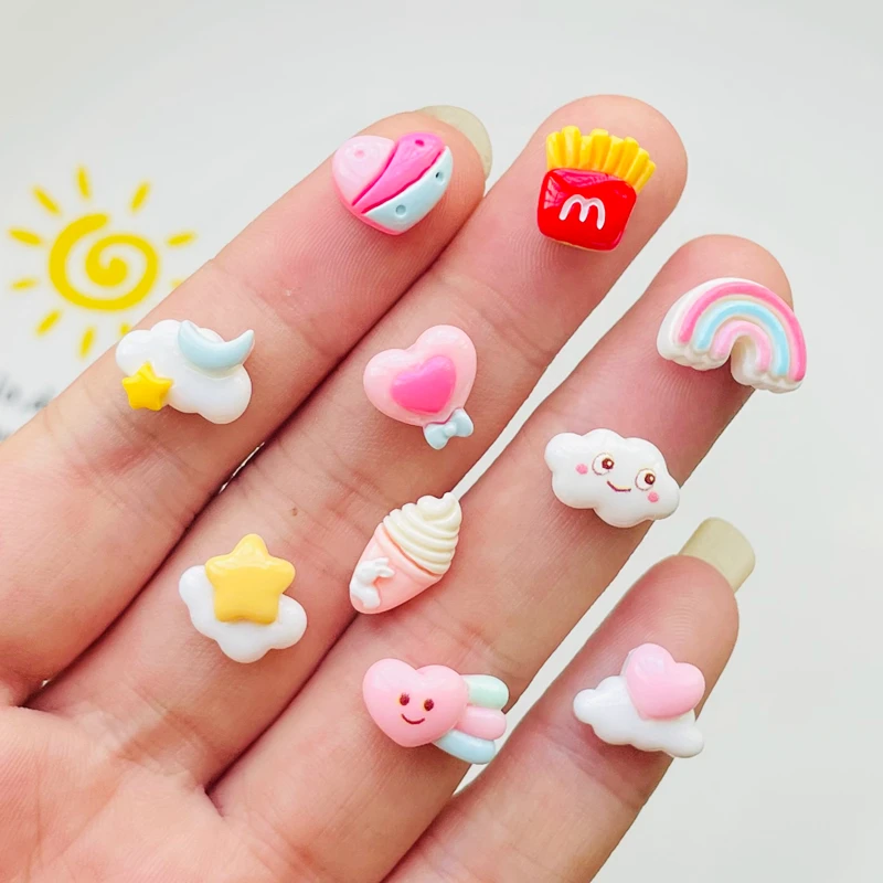 30 шт. новый милый мини кавайный картофель фри радуга облака мороженое смолы Diy