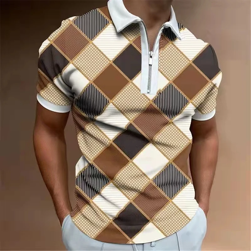 

Men's Polo Shirt 2022 Men Argyle Printing Polo Shirts Brand Men Short-Sleeved Shirt Summer Tees Man Clothing European Size S-3XL