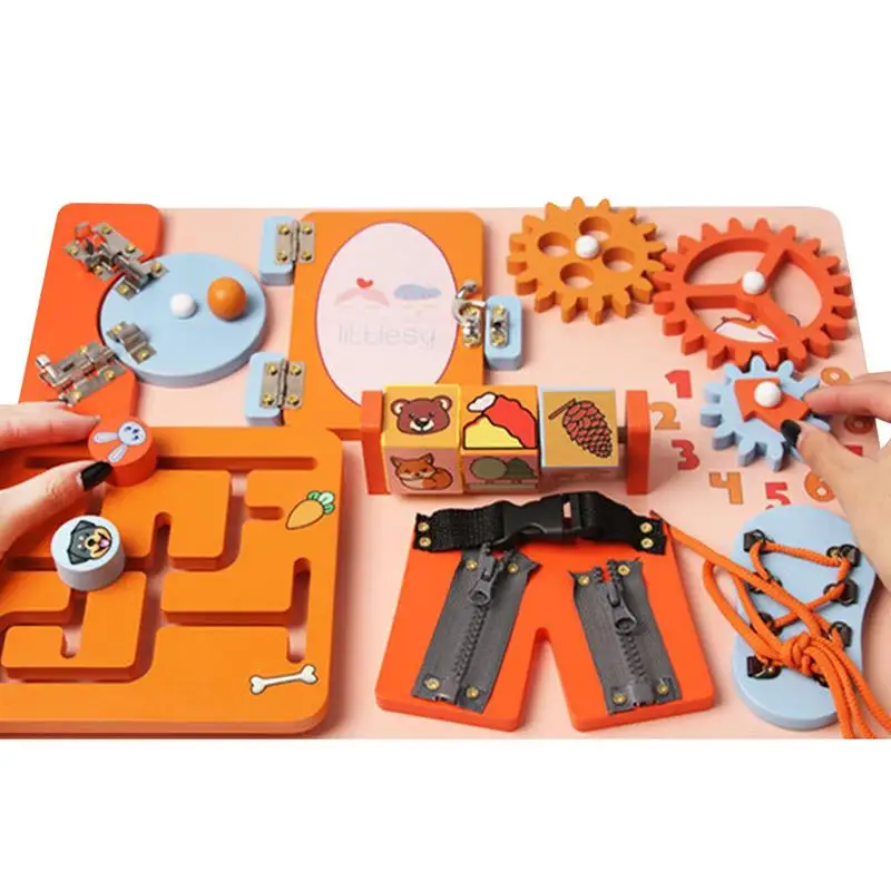 

Kids Sensory Board Toy Fine Motor Skills Preschool Learning Busy Block Sensory Toy Early Education Car Journey Teaching Aids