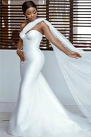 2022 new arrival womens simple wedding dresses white long tight bridal gowns strapless halter chapel train robe de soir%c3%a9e