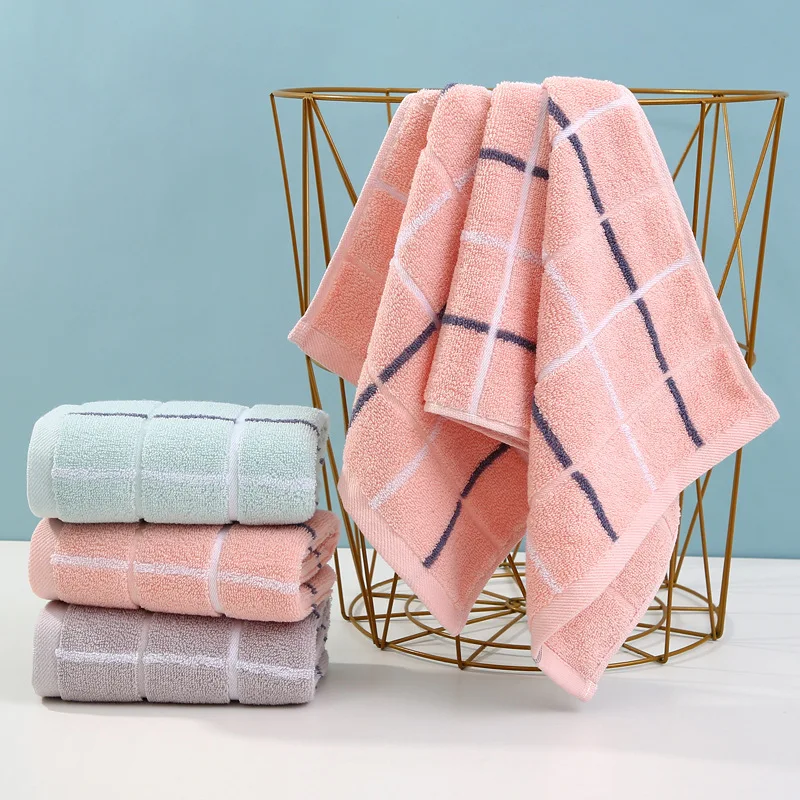 

Large Plaid Towel Soft Skin-friendly Home Dormitory Face Wash Bath Towel Can Be Embroidered