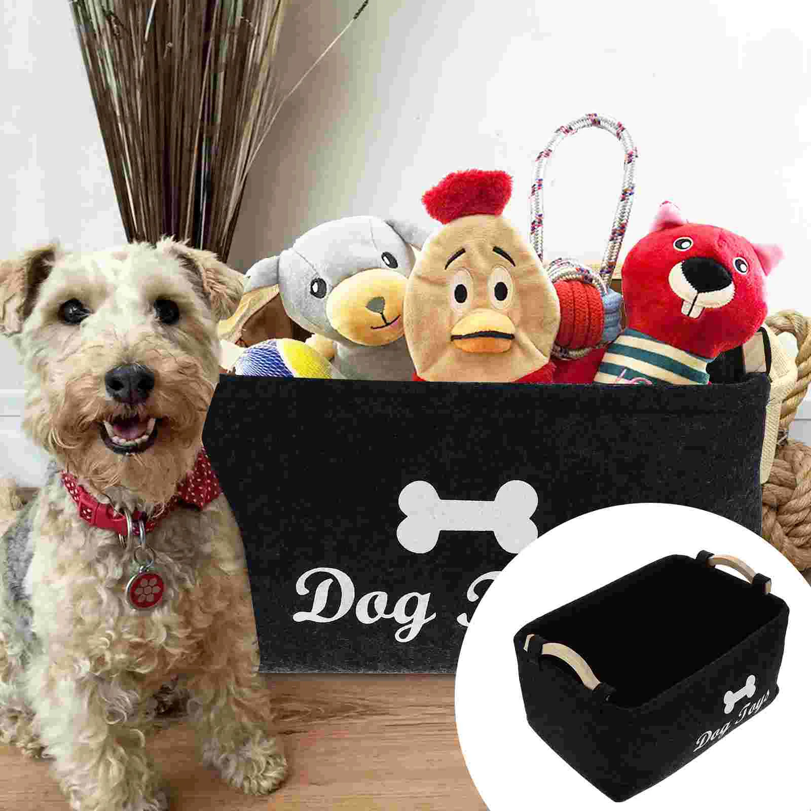 

Toy Dog Basket Storage Pet Binbox Toys Organizer Felt Fabric Container Baskets Dogsaccessory Small Bins Puppy Cat Holder Large