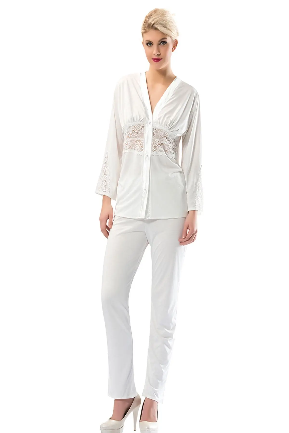 

Combed Dowries Pajamas Suit women's two-piece homewear new season elegant and modern long-sleeve set