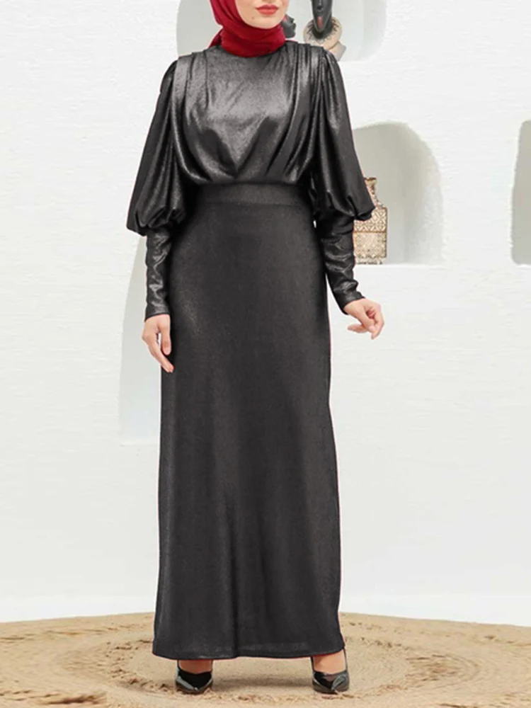 Платье ZANZEA женское атласное с длинными рукавами-фонариками, модная одежда в мусульманском стиле, хиджаб, кафтан, одежда в исламском стиле, в...