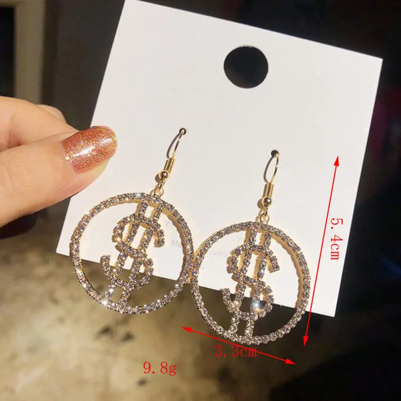 

Rhinestone Earrings Circle Silver Needle Earrings Earrings Individual Earrings Jewelry Fashionable Exquisite All-match