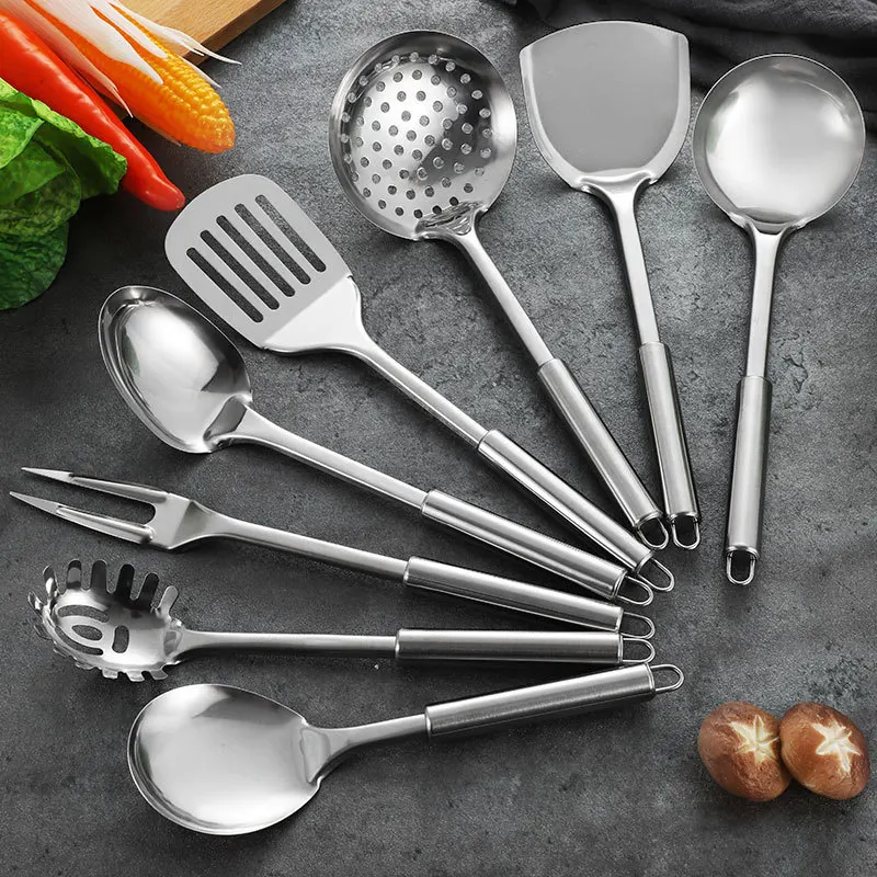 

Stainless Steel Spatula Soup Spoon Shovel Thickened Anti-Scalding Rice Spoon Frying Shovel Kitchenware Set Kitchen Utensils
