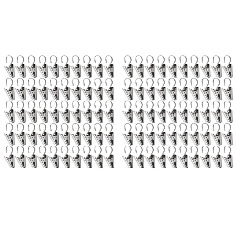 

100 PCS Stainless Steel Curtain Clips With Hook For Curtain Photos Home Decoration Outdoor Party Wire Holder