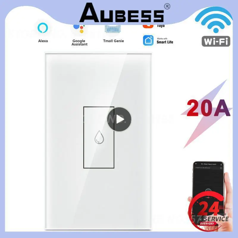 

1/2/3PCS CORUI 20A US Wifi Water Heater Switch Smart Touch Wall Switch Tuya/ Smart Life Timing Remote Control Work With Alexa