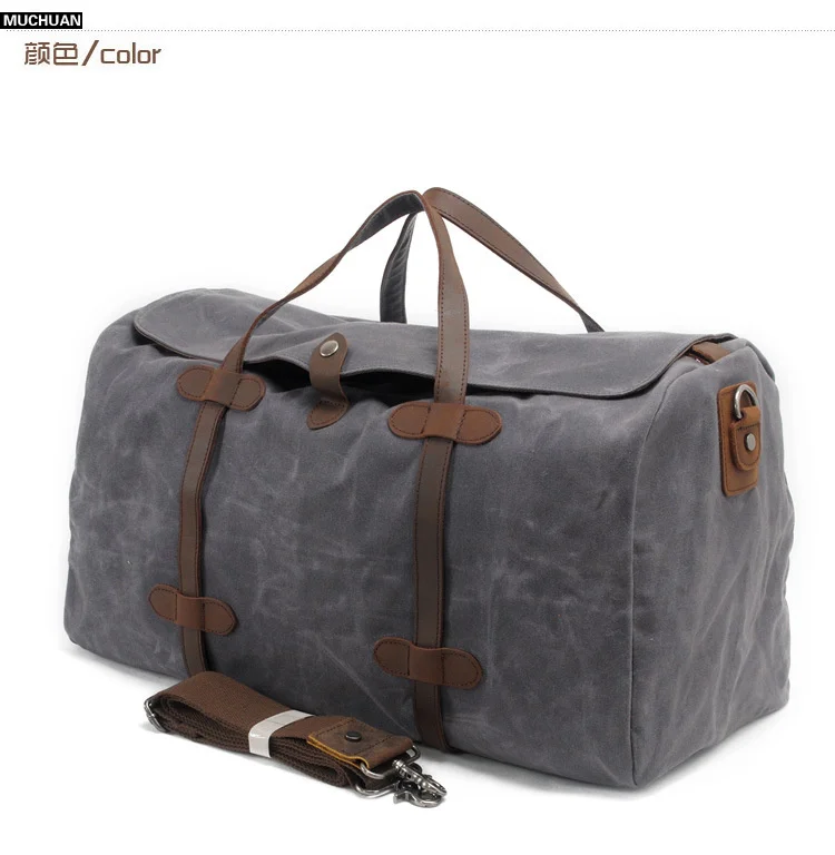 Free Shipping Brand casual men cowhide handbag style travel bag quality wax canvas bag vintage traveling bag sales fashion gift