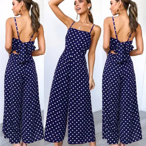 

Nowsaa Jumpsuits Women 2022 Elegant Sexy Slash Neck Polka Dots Print Sleeveless Rompers Summer Elegant Bodysuit Loose Jumpsuits