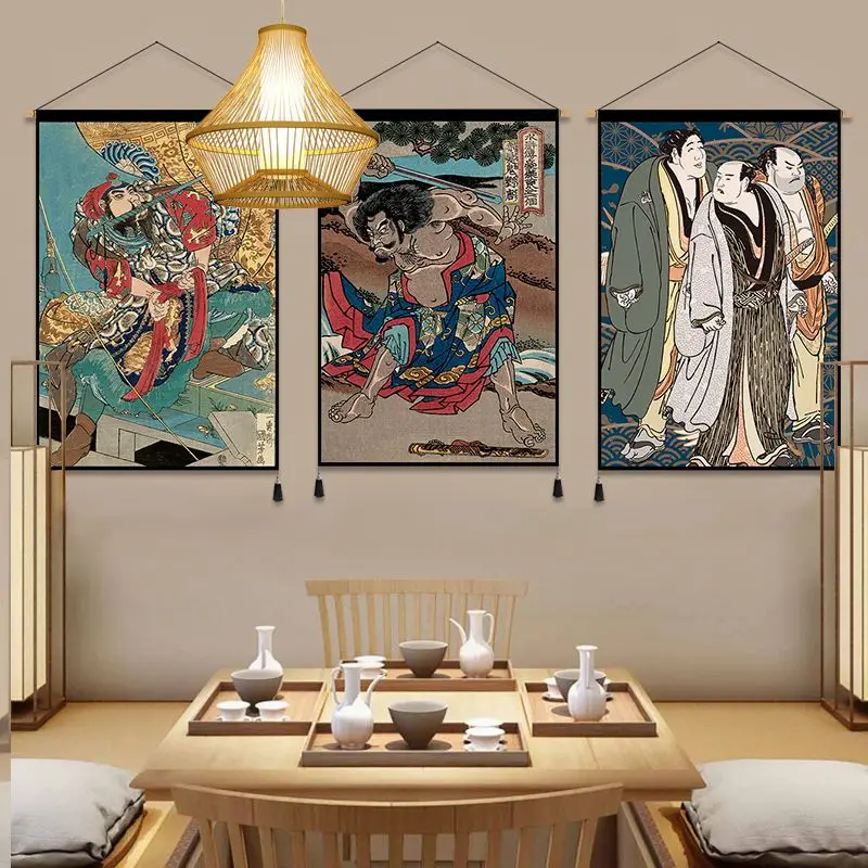 

Japanese Style Samurai Scroll Paintings Living Room Decor Aesthetic Posters Home Decoration Wall Art Hanging Tapestry
