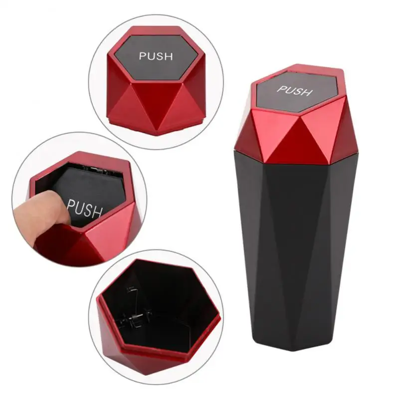 

Diamond Design Car Trash Organizer Portable Car Trash Can With Lid Leak-proof Mini Vehicle Trash Can Car Accessories Universal