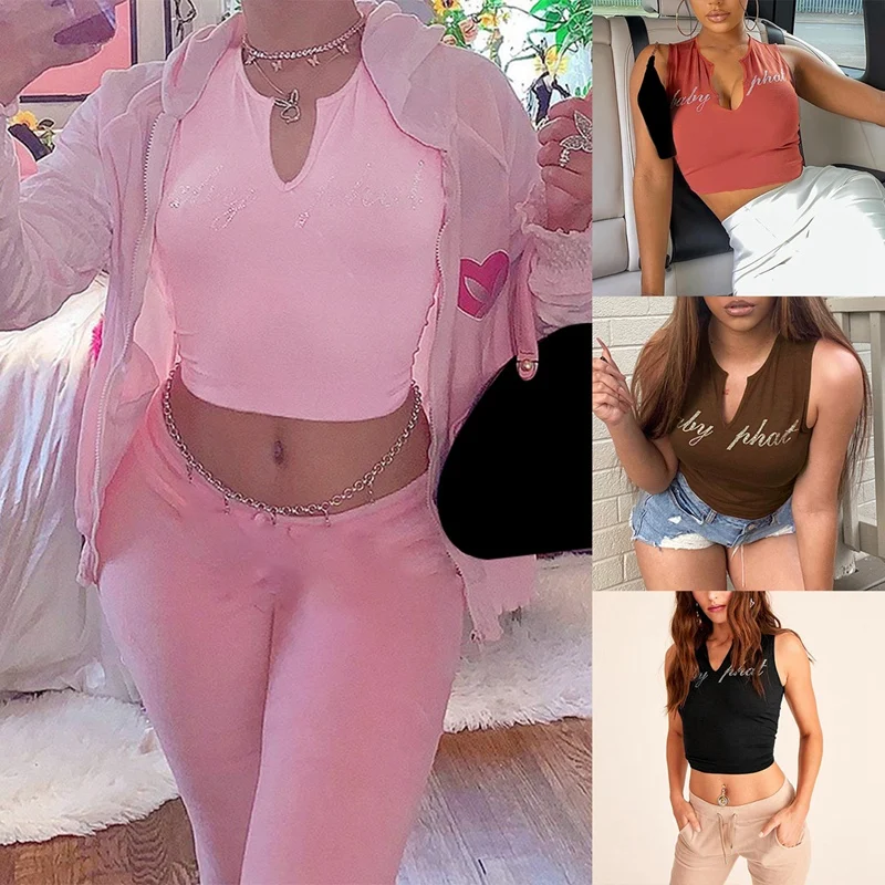 

Women's Fashion Sexy Solid Color Deep V Navel Sleeveless Slimming Vest