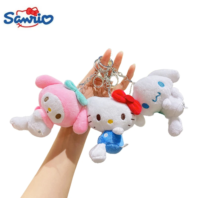 

10cm Kawai Sanrio Plush Toy My Melody Kitty Cinnamoroll Purin Stuffed Soft Doll Bag Pendant Collection Children Christmas Gifts