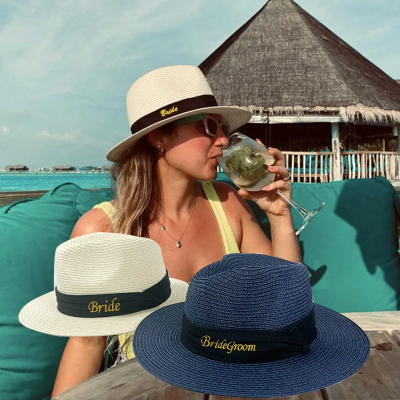 

2022 NEW Embroidered Panama Hat DIY Customize Your Own Panama Hat Roll Brim Hat Fedora Beach 20 Color Sun Hat Womens Hats