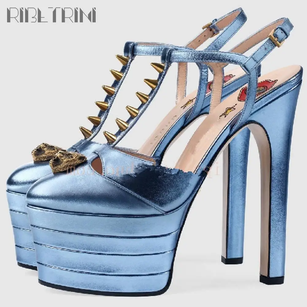 

RIBETRINI Female Brand Platform Sexy High Heels women's Pumps Summer Luxury Designer Dress Wedding Proom Women Sandals Shoes